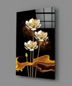 Glasschilderij Witte Bloemen