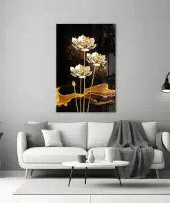 Glasschilderij Witte Bloemen
