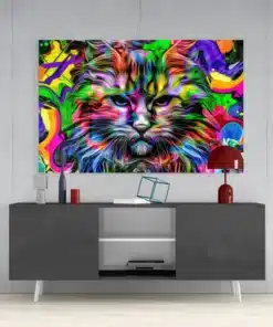 Glasschilderij Kleurrijke kat gezicht