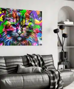 Glasschilderij Kleurrijke kat gezicht