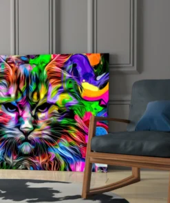 Glasschilderij Kleurrijke kat gezicht