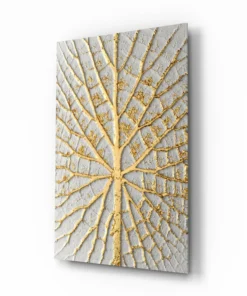 Abstract Wit Goud Glasschilderij