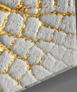 Abstract Wit Goud Glasschilderij
