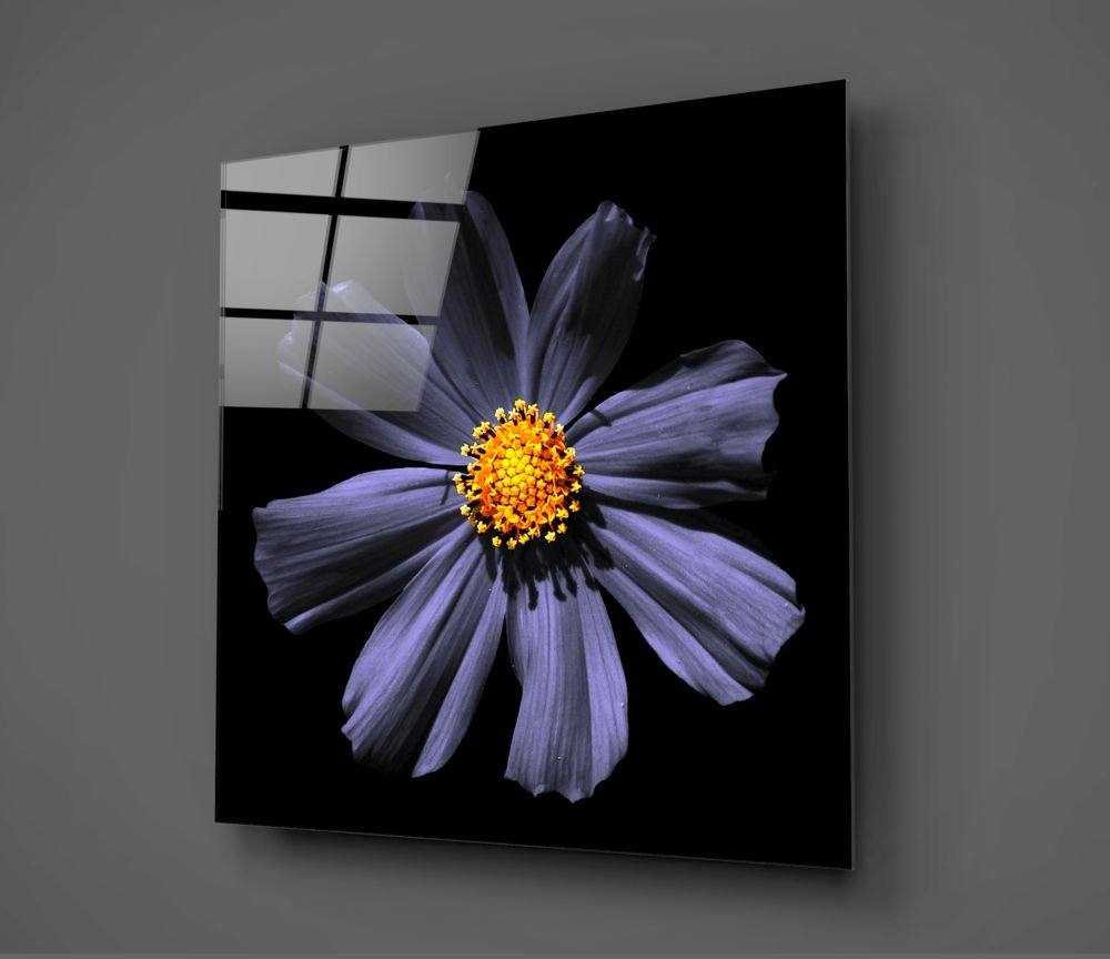Paarse Bloem Glasschilderij - Afbeelding 3