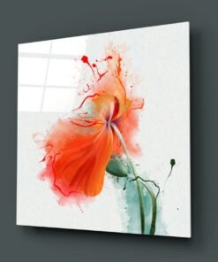 Glasschilderij Aquarel Bloem (60x60 cm) - Afbeelding 3