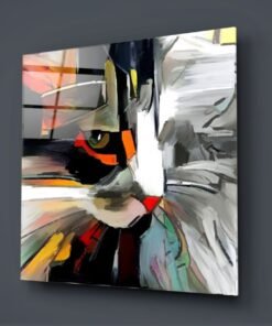 Abstracte Kat Glasschilderj - Afbeelding 3