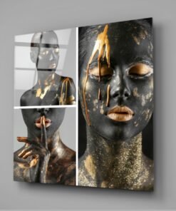 Vrouw Met Goud Glasschilderij - Afbeelding 3