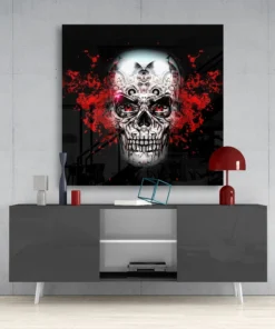 Schedel Met Rood Glasschilderij