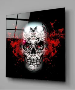 Schedel Met Rood Glasschilderij - Afbeelding 3