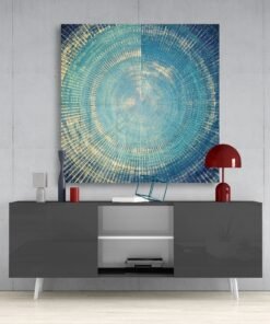 Abstract Blauw Glasschilderij