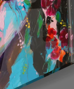 Alternative view of Vrouw Met Bloemen Glasschilderij