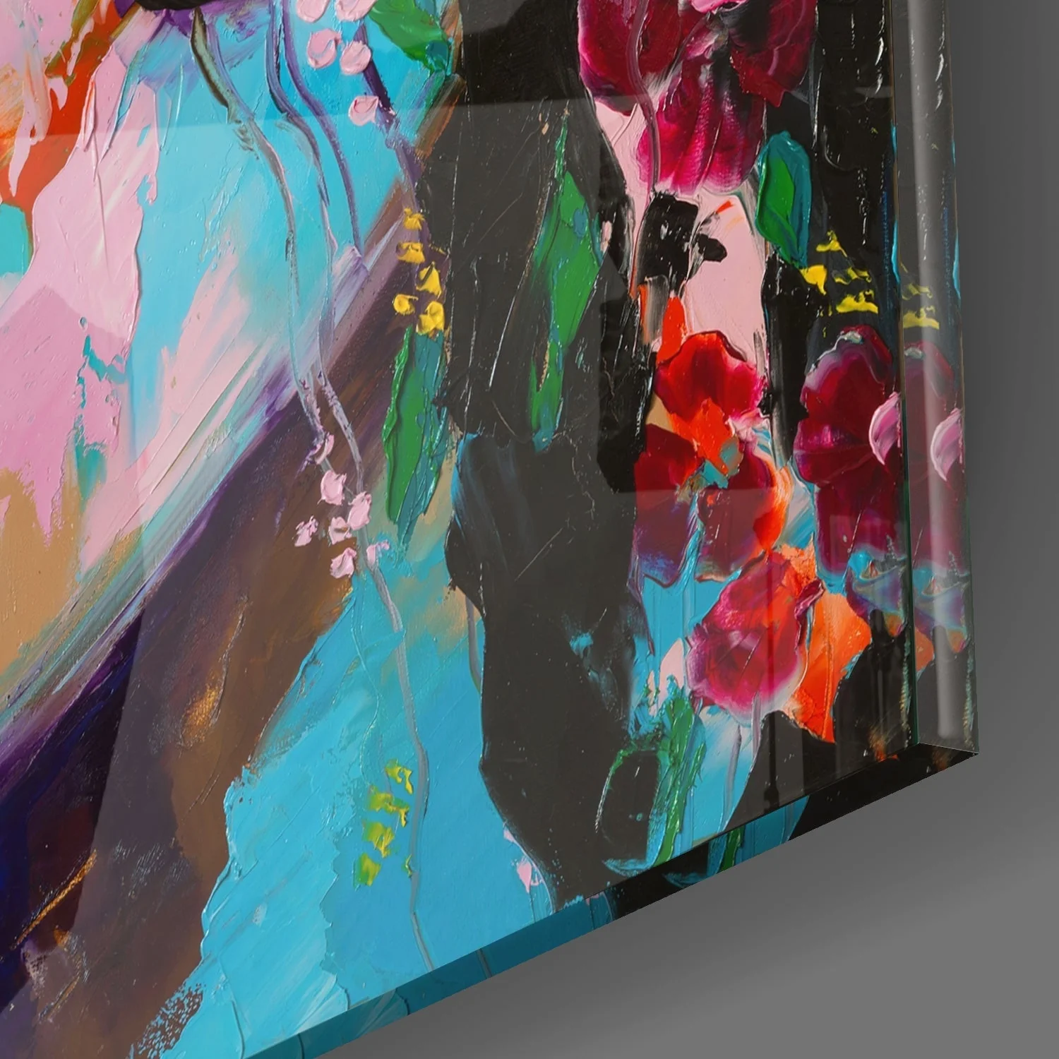 Vrouw Met Bloemen Glasschilderij - Afbeelding 2