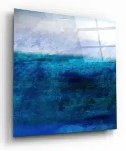 Blauwtinten Abstract Glasschilderij