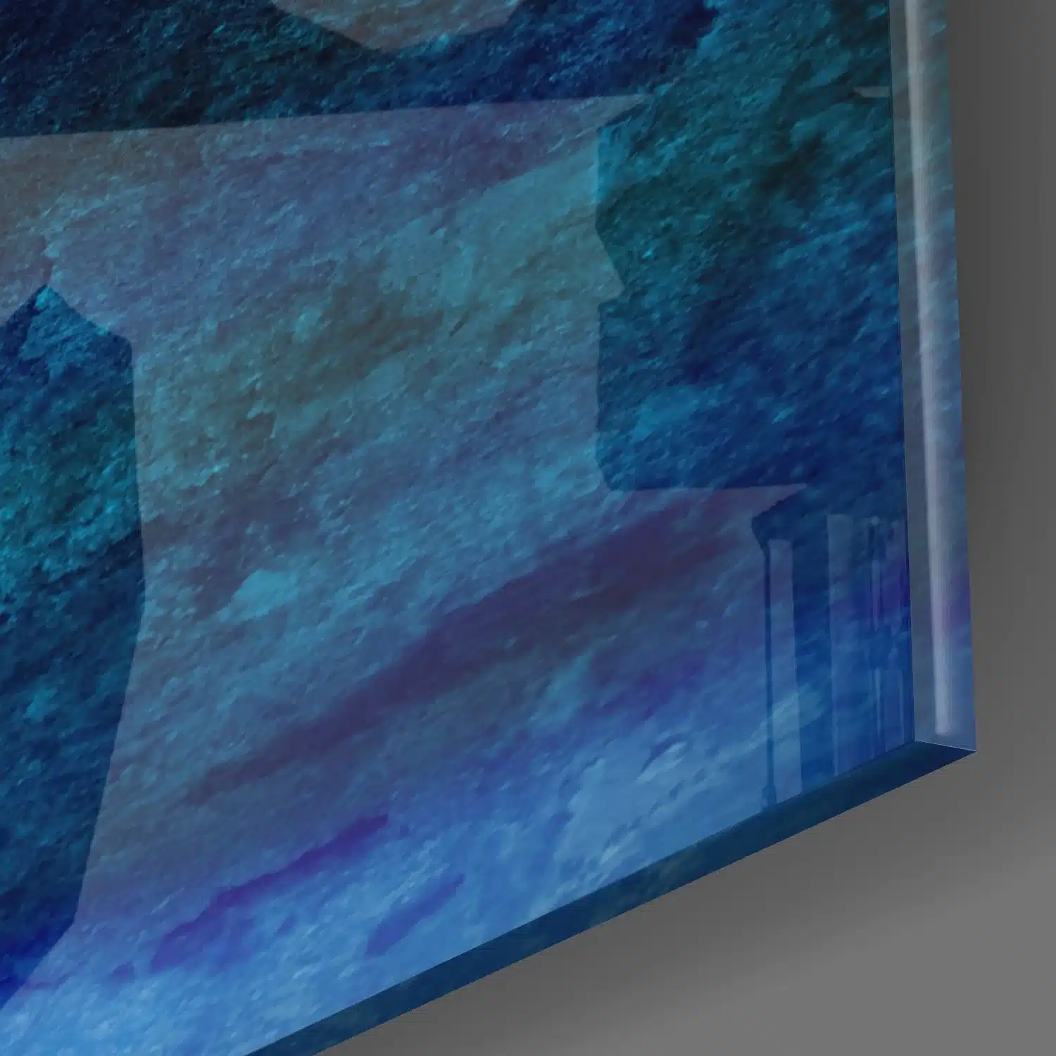 Blauwtinten Abstract Glasschilderij - Afbeelding 2