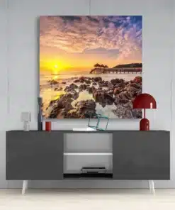 Zonsopkomst en de Zee Glasschilderij