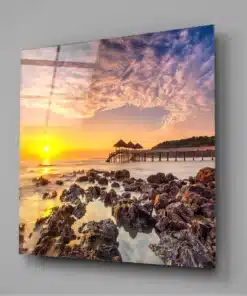 Zonsopkomst en de Zee Glasschilderij - Afbeelding 3