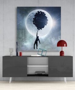 Volle Maan Glas Schilderij - Afbeelding 4