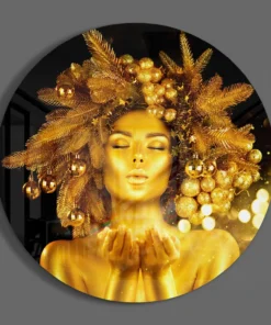 Alternative view of Gouden Vrouw Glasschilderij