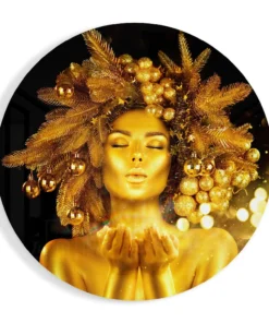 Gouden Vrouw Glasschilderij