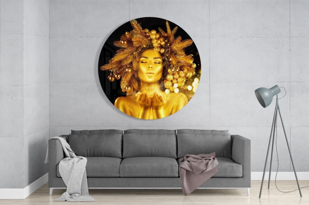 Gouden Vrouw Glasschilderij