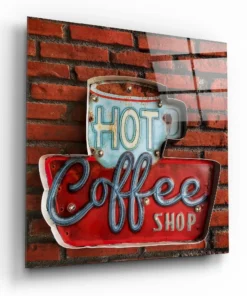 Hot Coffee Shop Glasschilderij
