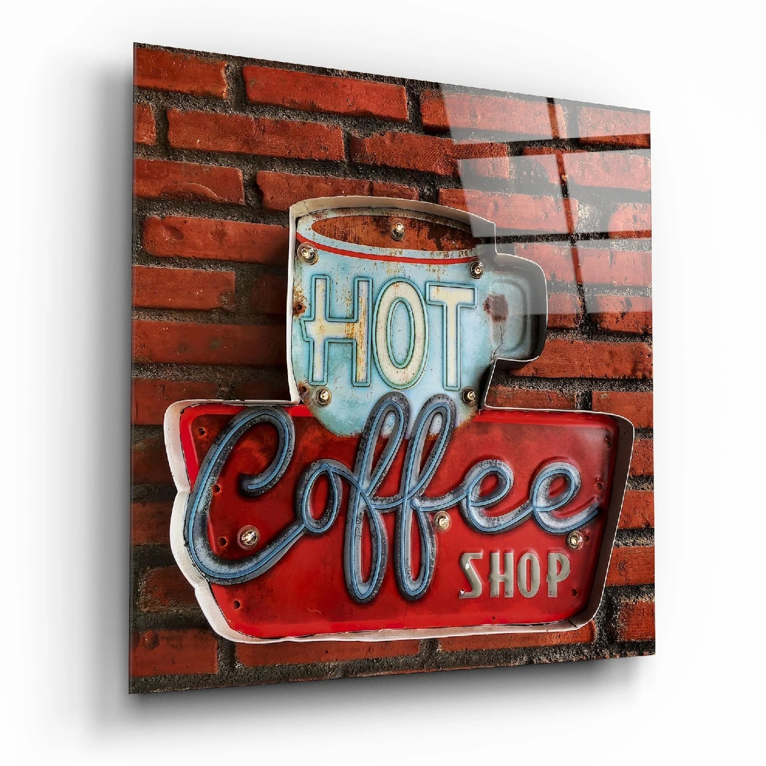 Hot Coffee Shop Glasschilderij