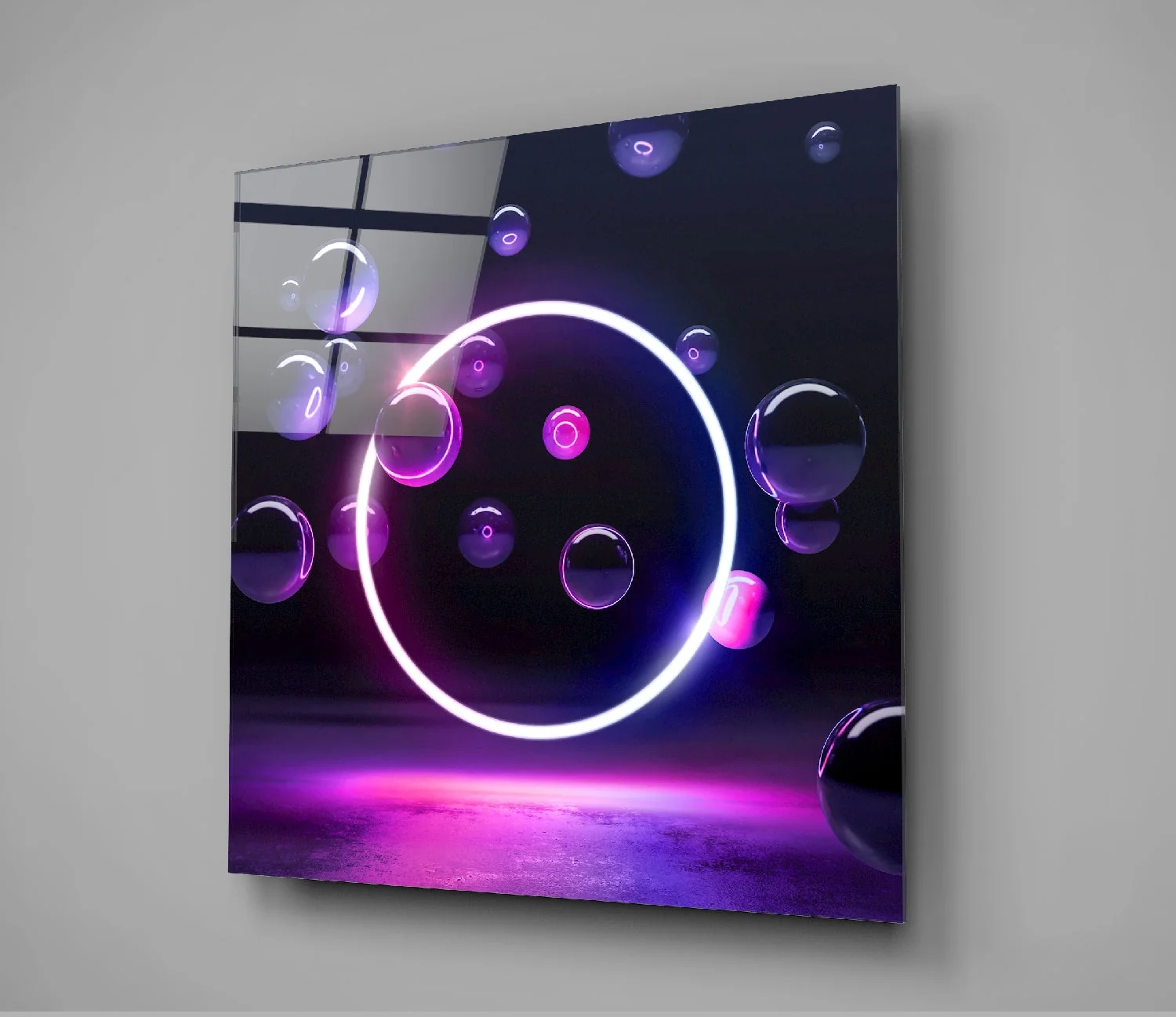 Neon Cirkelvorm Glasschilderij - Afbeelding 3