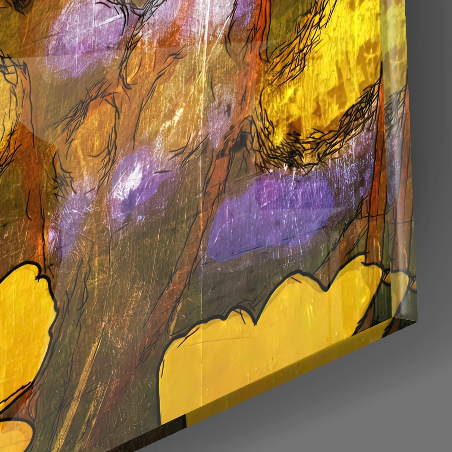 Gele Bloemen Glasschilderij - Afbeelding 2