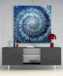 Blauwe Werveling Glasschilderij