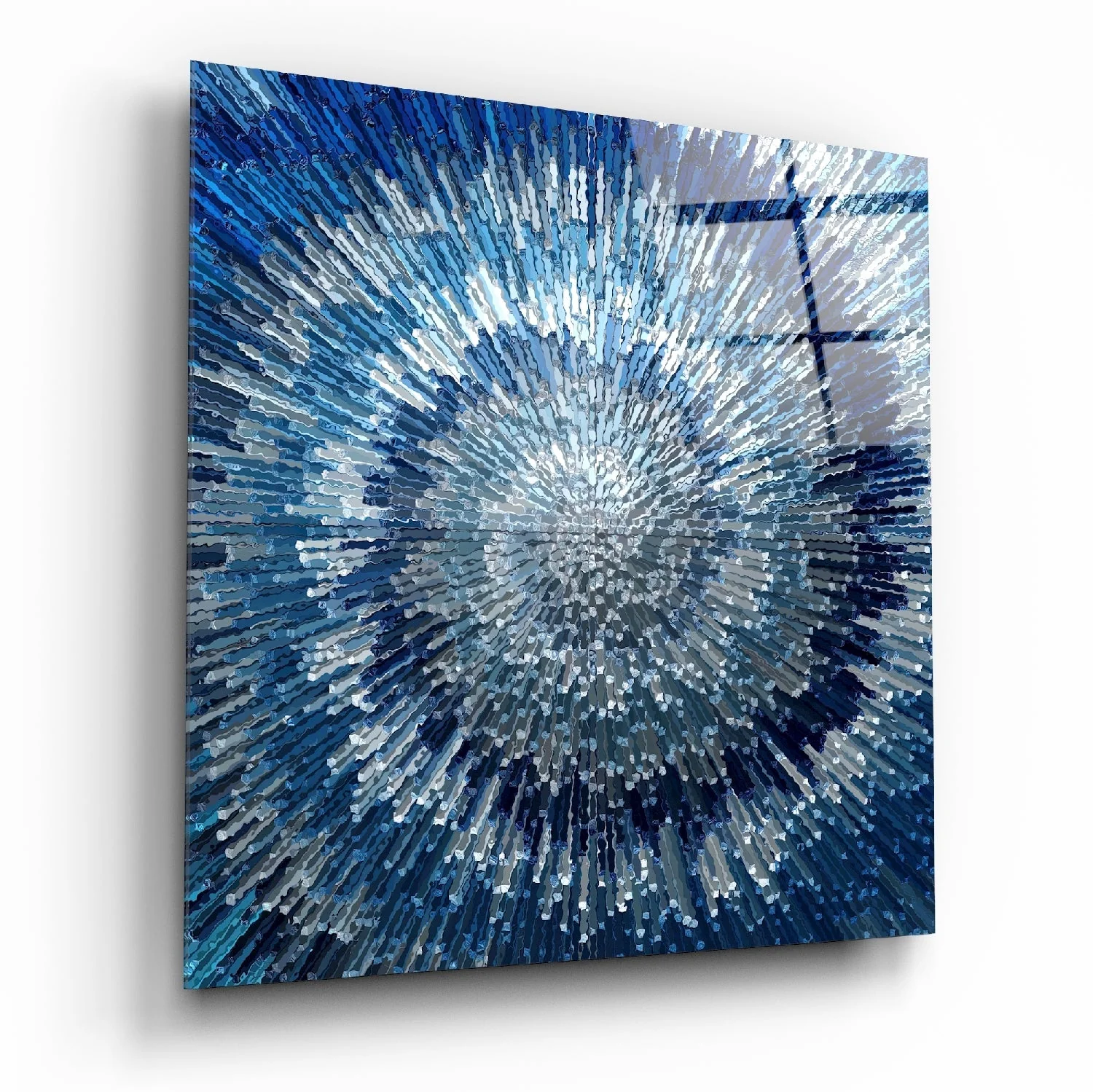 Blauwe Werveling Glasschilderij