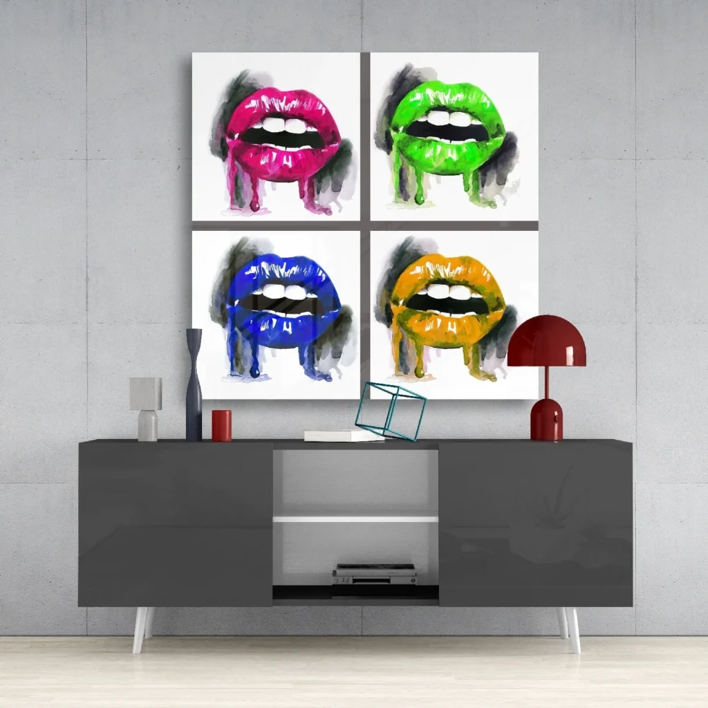 Gekleurde Lippen Glasschilderij