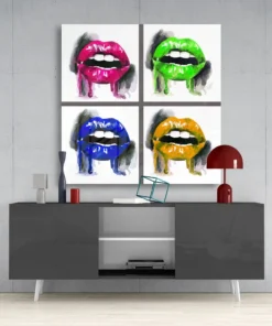 Gekleurde Lippen Glasschilderij