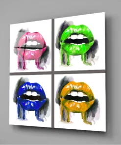 Gekleurde Lippen Glasschilderij - Afbeelding 3