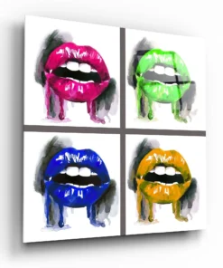 Gekleurde Lippen Glasschilderij