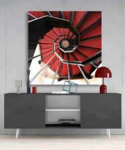 Rode Trap Glasschilderij