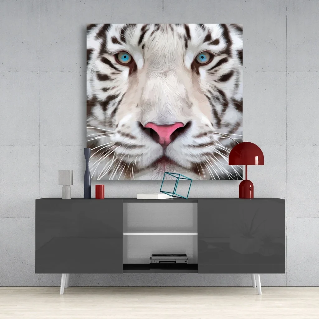 Witte Tijger Glasschilderij