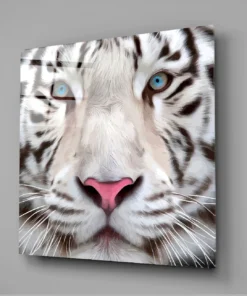 Witte Tijger Glasschilderij - Afbeelding 3