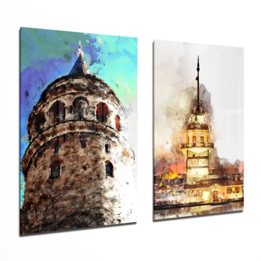 Galatatoren 2-Delig Glasschilderij