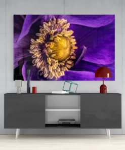 Bloem Paars Geel Glasschilderij