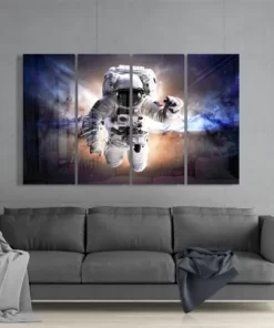 Astronaut 4-Delig Glasschilderij