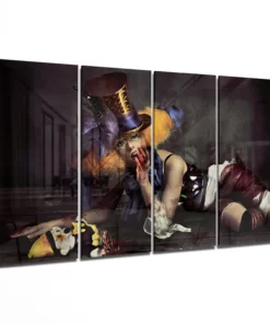 Vrouwelijke Clown 4-Delig Glasschilderij