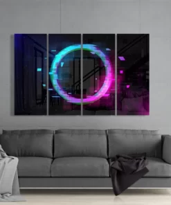 Neon Cirkel 4-Delig Glasschilderij