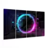 Neonlicht Cirkel 4-Delig Glasschilderij