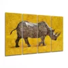 Neushoorn 4-Delig Glasschilderij