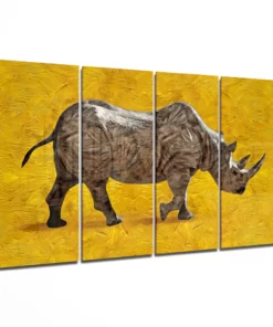 Neushoorn 4-Delig Glasschilderij