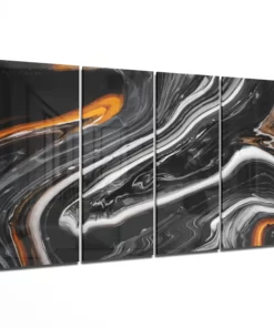 Marmeren Lava 4-DeligGlasschilderij