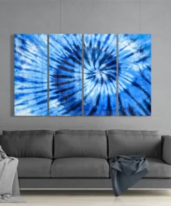 Blauwe spiraal 4-Delig Glasschilderij