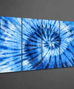 Alternative view of Blauwe spiraal 4-Delig Glasschilderij