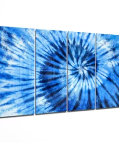 Blauwe spiraal 4-Delig Glasschilderij