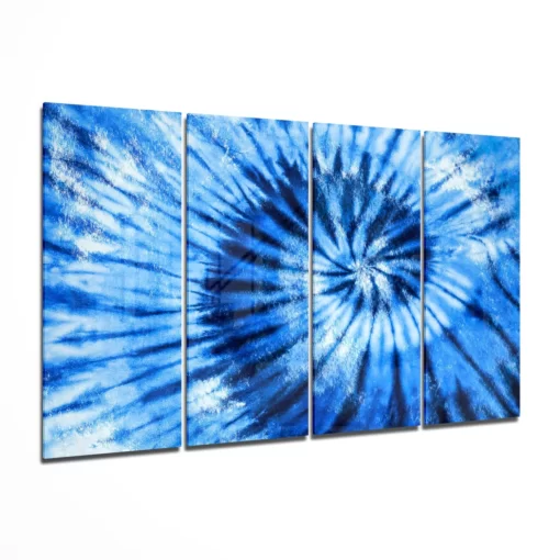 Blauwe spiraal 4-Delig Glasschilderij